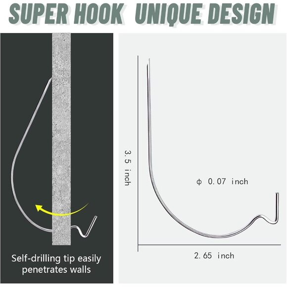 30pcs Super Hook Picture Hangers – Heavy Duty Drywall Hooks for Hanging Pictures - Picture 2 of 7